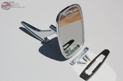 Chevy Rectangle Left Hand Driver Side Door Mounted Rear View Ribbed Base Mirror
