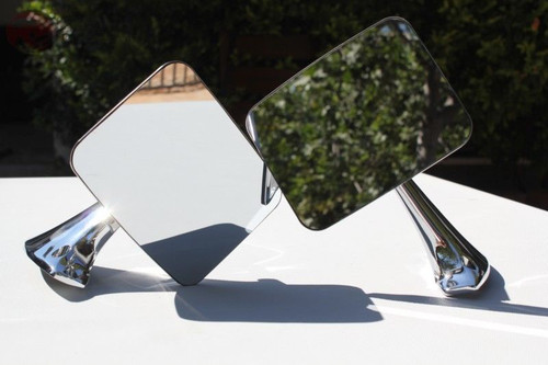 Chrome Custom Truck Led Turn Signal Arrow Door Mount Rearview Square Mirrors New