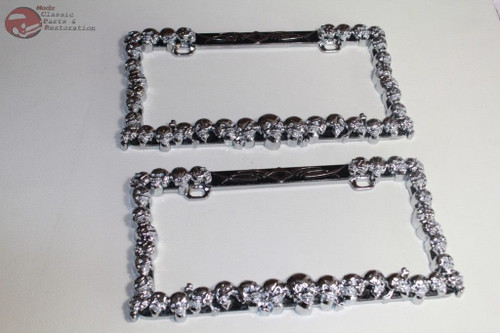 Chrome Skull Custom Rear Front License Plate Frames Hot Rat Street Rod Truck New