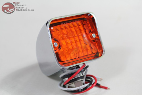 Chrome Rectangle Amber Led Park Lights Turn Signal Hot Rat Street Rod Truck