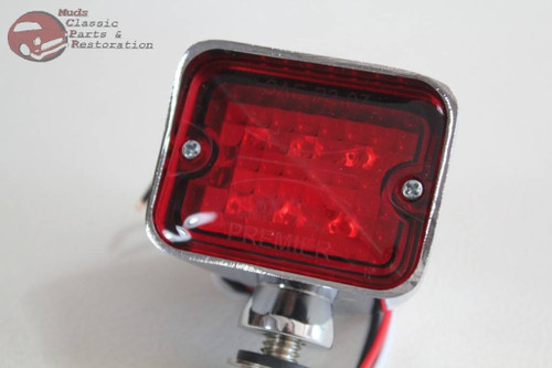 Chrome Red Led Tail Light Lamp Stop Brake Turn Signal Hot Rat Street Rod Truck Chrome Red Led Tail Light Lamp Stop Brake Turn Signal Hot Rat Street Rod Truck