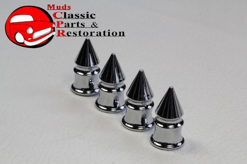 Chrome Spike Shape Tire Air Valve Stem Caps Cover Chevy Hot Rat Rod Custom Truck