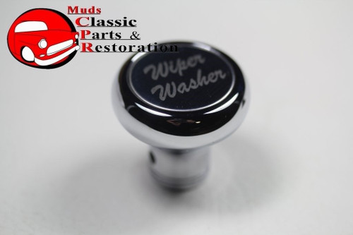 Custom Big Rig Truck Deluxe Chrome Wiper Washer Dash Mount Knob Stainless Face