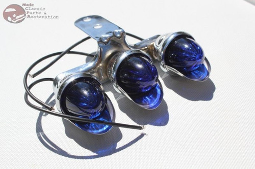Custom Blue Tri Mini Marker Visor Outside Light Tree Bolt On Hot Rat Rod Truck