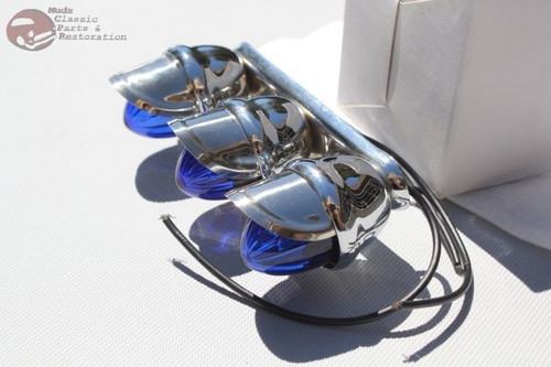 Custom Blue Tri Mini Marker Visor Outside Light Tree Bolt On Hot Rat Rod Truck