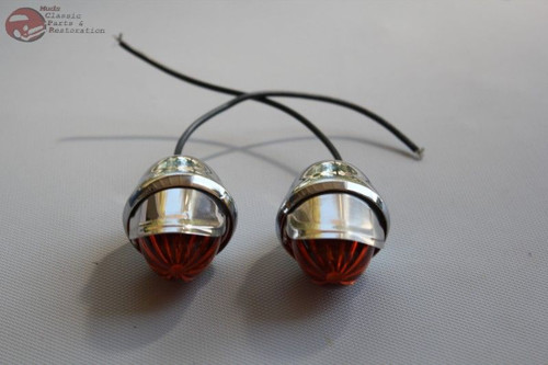 Custom Car Chevy Pickup Truck Chrome Outside Mini Marker Lights Amber Hot Rod Custom Car Chevy Pickup Truck Chrome Outside Mini Marker Lights Amber Hot Rod