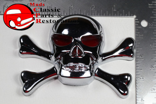 Custom Chrome Skull Crossbones Accent Ornament Body Emblem Truck Hot Rat Rod New