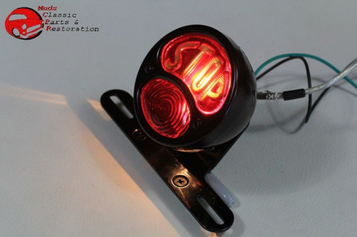 Custom Deluxe Duolamp Motorcycle Rear Fender Bracket Stop Tail Light Lamp Black