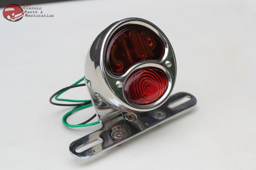 Custom Deluxe Motorcycle Rear Fender Tail Light Lamp Stop Lens Hot Rod Style