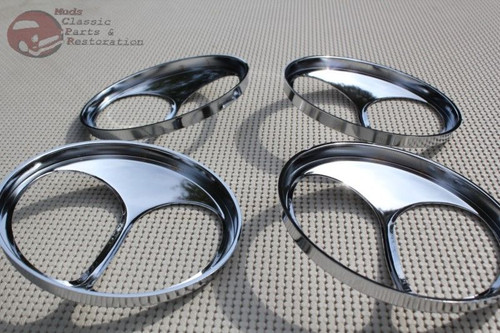 Custom Headlight 5 3/4" Cat Eyes Dual Lamp Bulb Trim Covers Set Of 4 Impala Etc