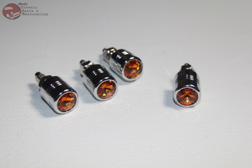 Custom License Plate Fastener Tag Bolts Hot Rat Rod Truck Diamond Top Amber Set