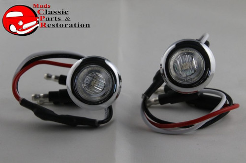 Custom Mini Clear Red Stainless Turn Stop Tail Lamp Lights Truck Hot Rat Rod