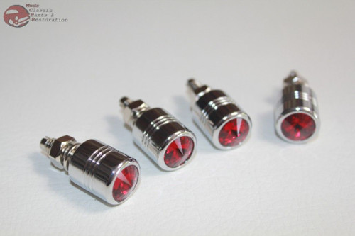 Custom License Plate Fastener Tag Bolts Hot Rat Rod Truck Diamond Top Red Set