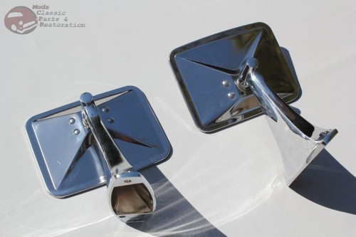 Custom Pickup Truck Chrome Square Rectangle Door Mount Outside Rearview Mirrors