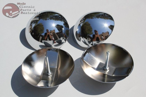 Custom Rat Hot Rod Truck Center Mount Bolt On Hub Cap Bullets Chrome Accents New
