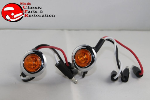 Dual Function Mini Amber Stainless Turn Signal Blinker Lights Truck Hot Rat Rod