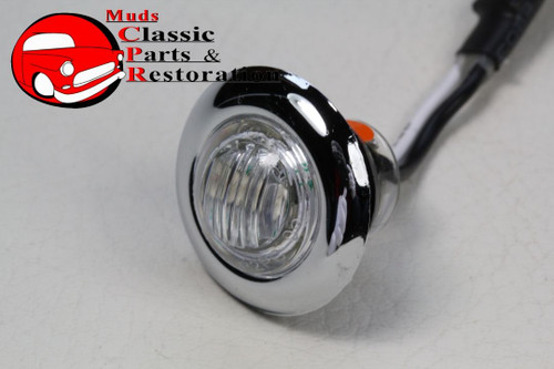 Dual Function Mini Clear Stainless Turn Signal Blinker Light Truck Hot Rat Rod