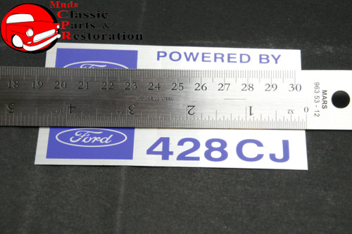 Ford "Powered By Ford 428Cj" Valve Cover Decals Pair Aftermarket W/Ford License