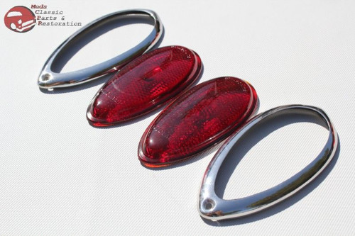 Ford Hot Rat Street Rod Custom Car Truck Tear Drop Tail Light Lamp Lenses Bezels