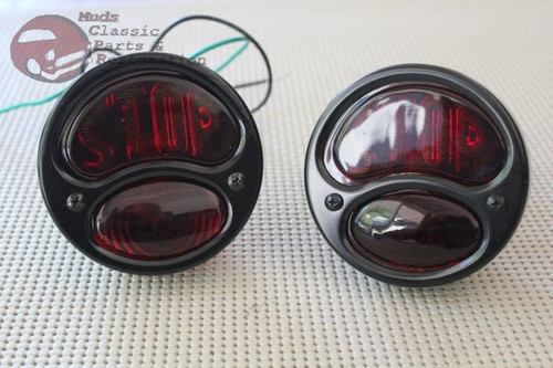 Ford Model A Hot Rat Street Rod Custom Car Truck Stop Lens Black Tail Lights