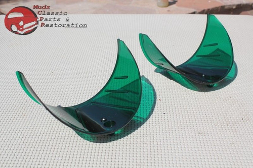Green Headlamp Light Bulb Visors Custom Car Truck 7" With Stainless Trim New