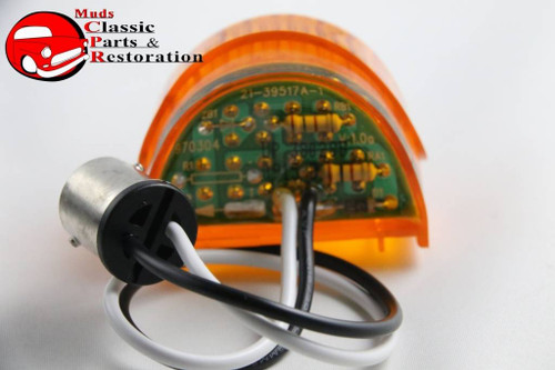 Guide Style Headlight Black Led Turn Signal Marker Light Housing Amber 1157 New