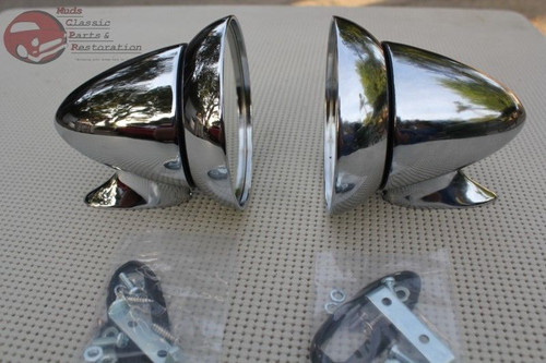 Gt Talbot Shelby British Style Fender Door Mounted Race Racing Mirrors Chrome