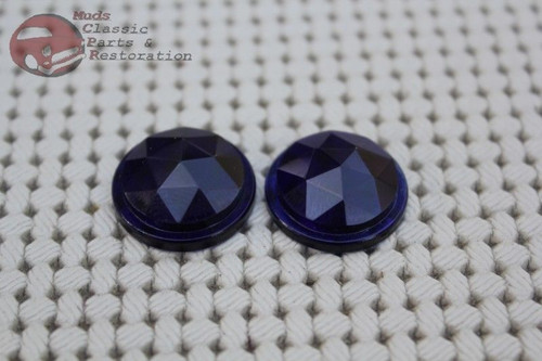 Hot Rat Street Rod Custom Tail Light Glass Jewel Blue Dots Chrome Ring Bezels