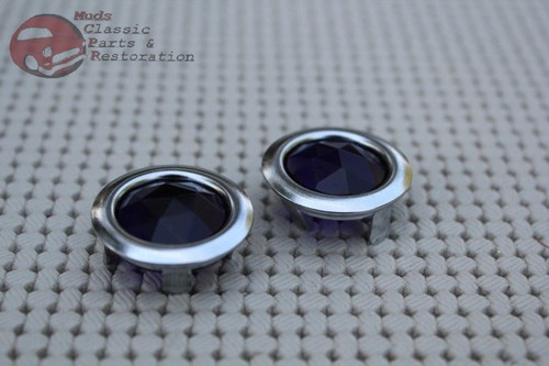 Hot Rat Street Rod Custom Tail Light Glass Jewel Blue Dots Chrome Ring Bezels