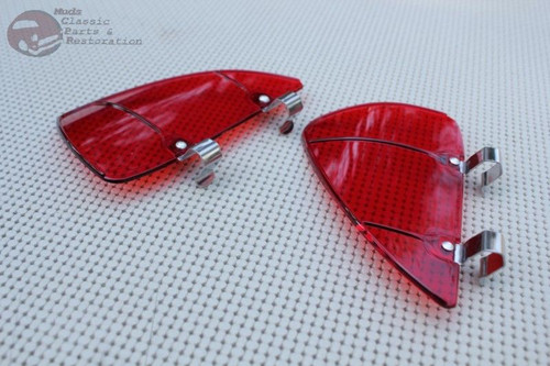 Hot Rat Street Rod Cruiser Red Plastic Outside Vent Window Air Wind Deflectors