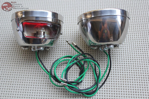 Left Right Hand Model A Tail Lamp Light Assembly Set Stainless Steel Stop Lens