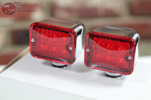 Medium Led Rectangle Rod Lights Stop Turn Signal Tail Lamp Hot Rat Rod Truck Rv