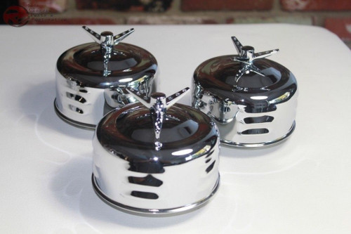 Mushroom Louvered 2 Barrel Low Profile Air Cleaners 3 Wing Nut Hot Rat Rod Truck