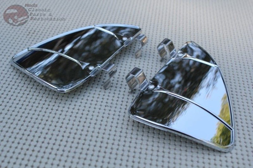 Outside Air Flow Wind Breeze Deflectors Vent Window Accessory Vintage Car Chrome