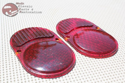 Pair Rear Taillight Tail Light Lamp Glass Lenses 25-30 Chevy Car New