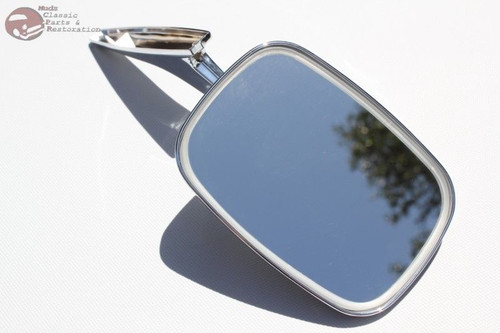 Pair Chevy Rectangle Ribbed Base Outside Rearview Door Mounted Mirrors Set New