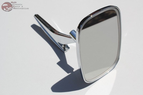 Pair Chevy Rectangle Ribbed Base Outside Rearview Door Mounted Mirrors Set New