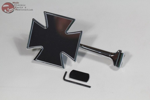 Outside Rear View Maltese Cross 4" Peep Mirror Straight Arm Hot Rat Rod Truck Pr