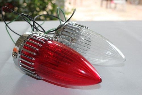Pair Red Clear Cadillac Style Tail Lights Lamp Custom Truck Hot Rat Street Rod