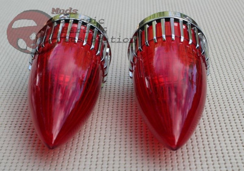 Rat Rod Red 59 Cadillac Tail Lights Custom Car Pickup Truck Frenched Recess Pair