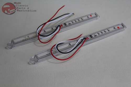 Red Led Clear Lens Dual Function Glo Light Bars Custom Car Truck Motorcycle Pair