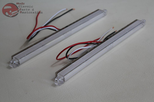Red Led Clear Lens Dual Function Glo Light Bars Custom Car Truck Motorcycle Pair