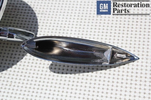 Round Bowtie Outside Rearview Mirror Ribbed Base Chevy Chevelle Impala Nova New