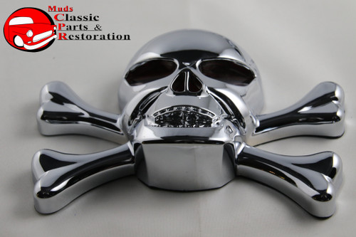 Skull Crossbone Chrome Accents Custom Truck Hot Rat Rod Ornament Emblem Body New