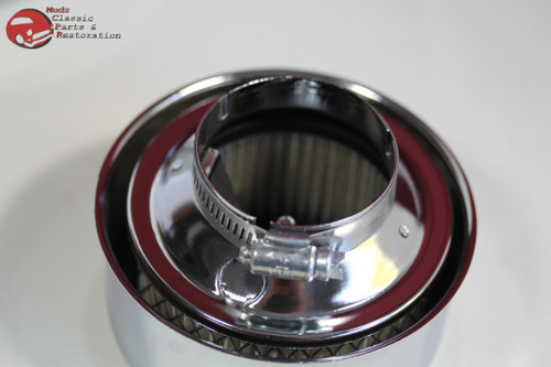 Smooth Chrome Hot Rat Rod Style Air Cleaner 1 Barrel 2 5/16 Chevy Ford Truck