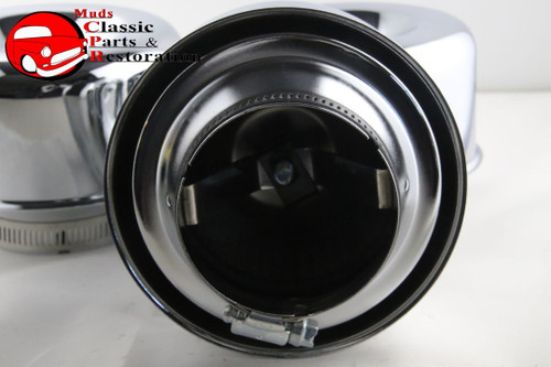 Smooth Chrome Hot Rat Rod Style Air Cleaners 2 Barrel 2 5/8" Custom Chevy Ford