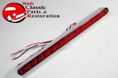 Chrome Bezel Red Led Stop Turn Tail Light Bar Custom Truck Hot Rat Rod 12"