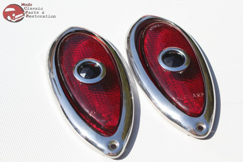 Tear Drop Blue Dot Lens Bezel Set Ford Hot Rat Street Rod Custom Car Truck New