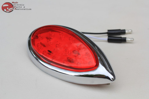 Tear Drop Style Red Led Clearance Marker Light Bezel Hot Rat Rod Custom Truck