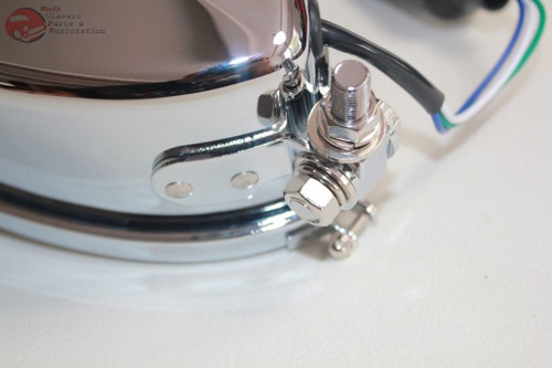 Triange Headlamp Light Chrome Round Back Custom Motorcycle Chopper Bobber Harley